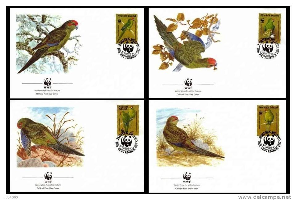 NORFOLK WWF, Oiseaux; Perruches, 4 Enveloppes 1er Jour, FDC. Yvert 413/16. Complet - Autres & Non Classés