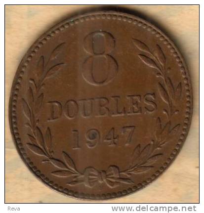 GUERNSEY 8 DOUBLES DENOMINATION FRONT EMBLEM BACK 1947  READ DESCRIPTION CAREFULLY !!! - Guernsey