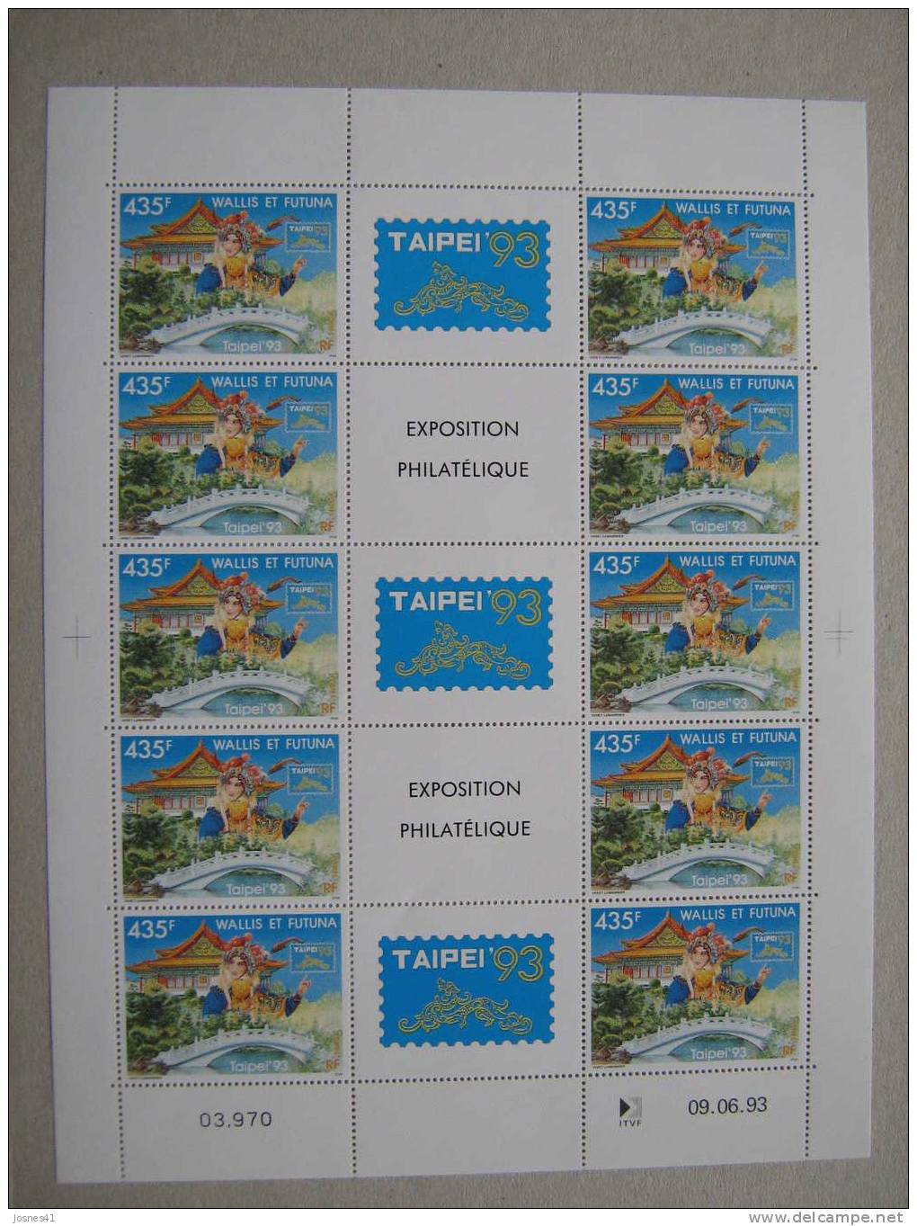 WALLIS ET FUTUNA   P 454 A * * TAIPEI 93 Feuille Entiere  2 LOGOS DIFFERENTS - Unused Stamps