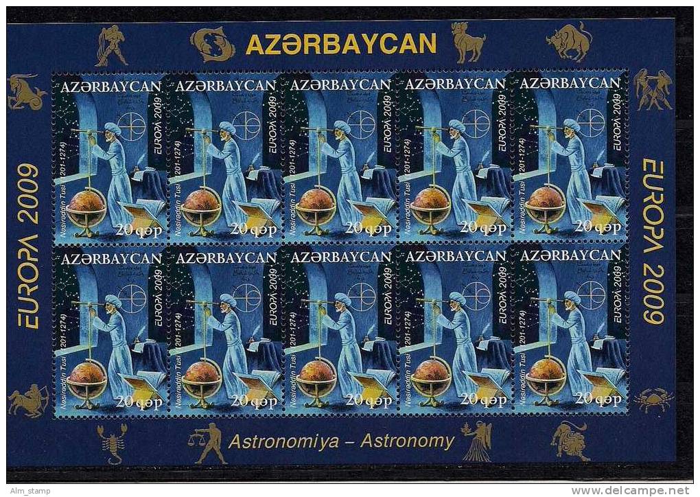 2009 Aserbaidschan  Azerbaidjan SheetMi. 758-9  ** MNH  Europa: Astronomie - 2009