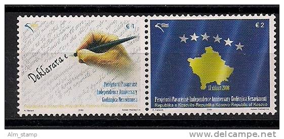 2009 Kosovo Mi. 125-6**MNH  1 Jahr Unabhängigkeit. - Kosovo