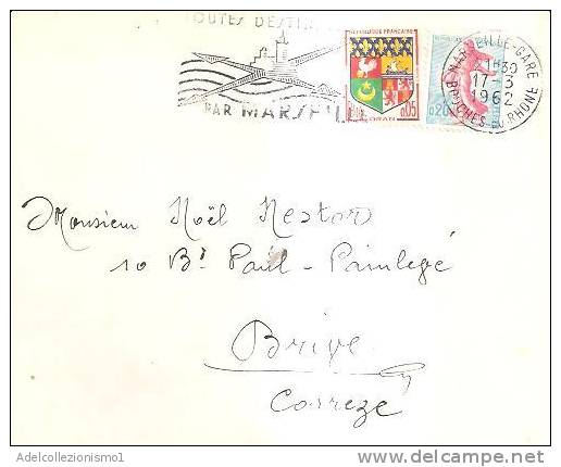 51549)lettera Marseille Con 2 Valori + Annullo - Lettres & Documents