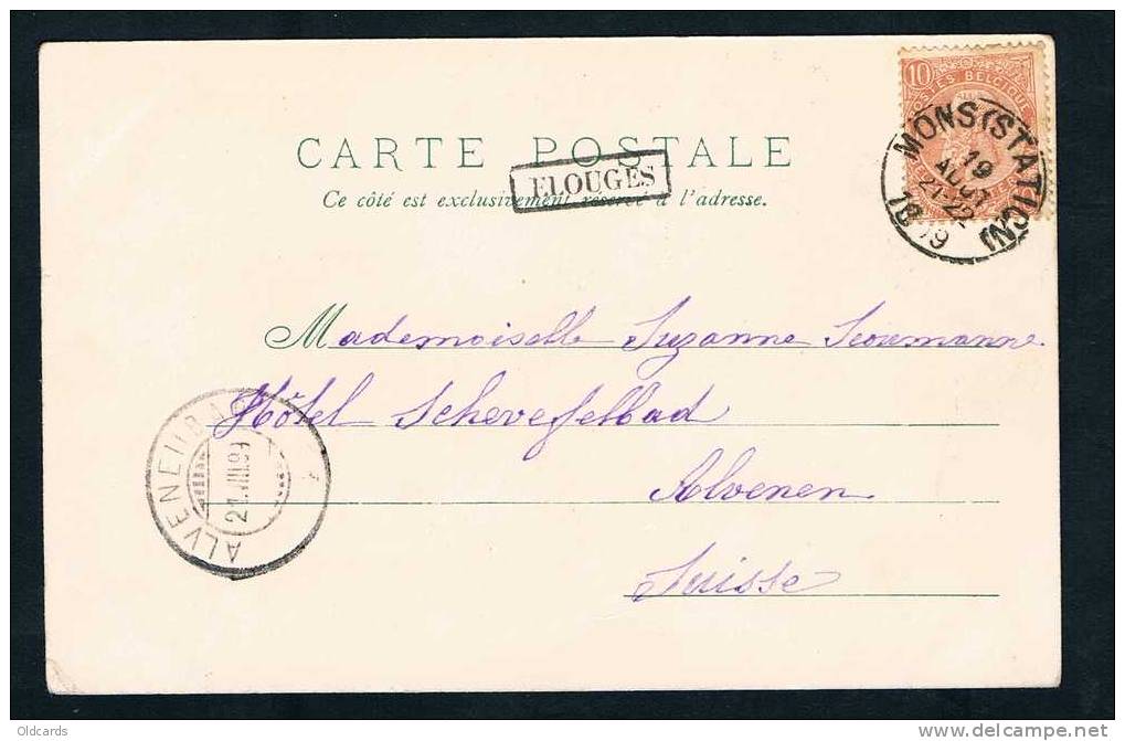 Belgique 1899 Carte Affr. N°57 Mons (STATION) + Griffe ELOUGES Pour La Suisse. - Langstempel