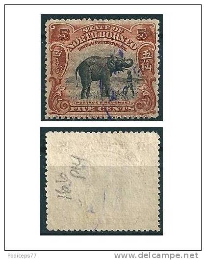 Nordborneo 1909 Elefant 5 C (Z 14)  Mi-Nr.131 Gestempelt / Used - Noord Borneo (...-1963)