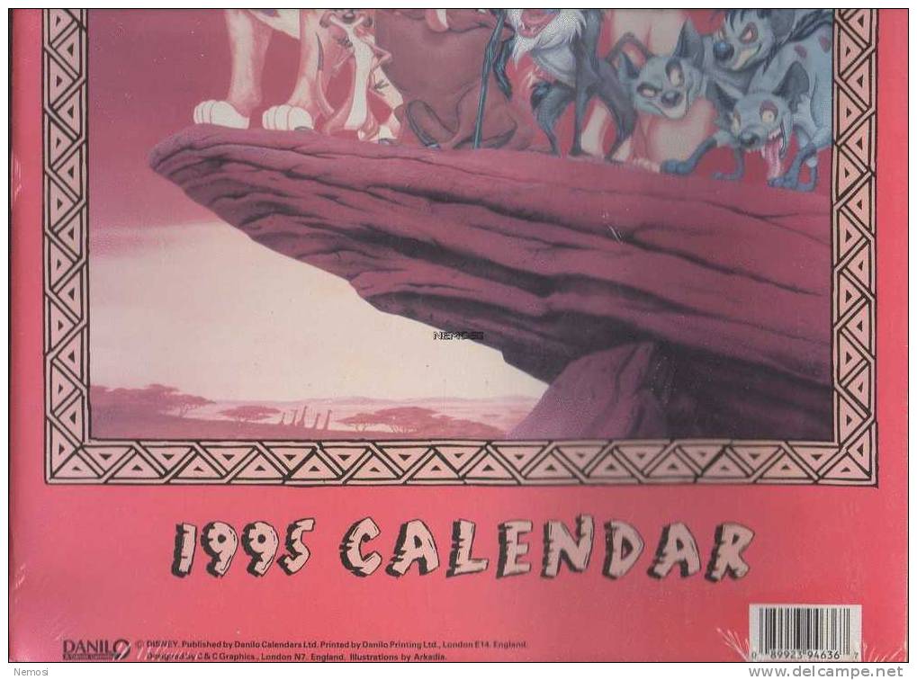 CALENDRIER - 1995 - LE ROI LION - 12 Posters - Objets Dérivés