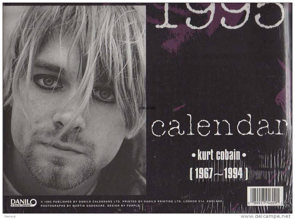 CALENDRIER - 1995 - NIRVANA - 12 Posters - Objets Dérivés