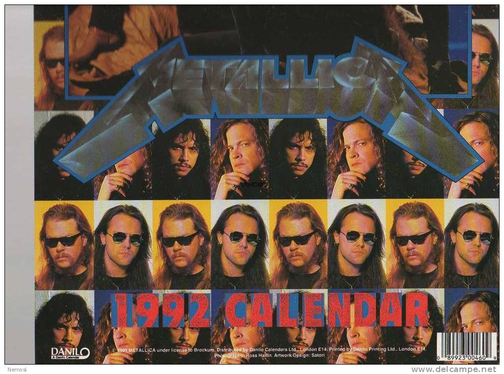 CALENDRIER - 1992 - METALLICA - 12 Posters - Objets Dérivés