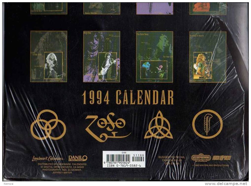 CALENDRIER - 1994 - LED ZEPPELIN - 12 Posters - Objetos Derivados