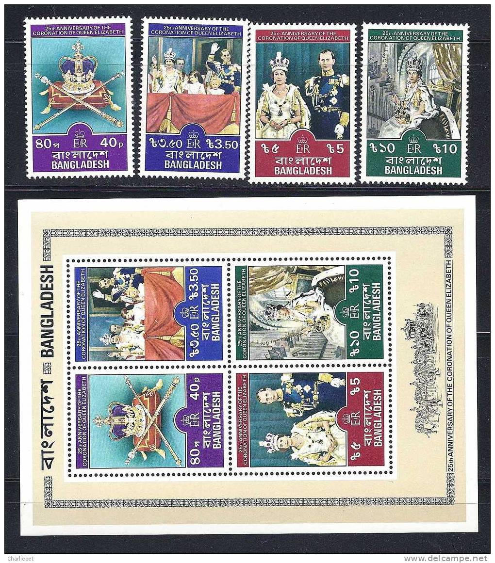 Bangladesh Scott #145-8,148a Mint VF NH Set And Souvenir Sheet Coronation Queen Elizabeth II - Bangladesh