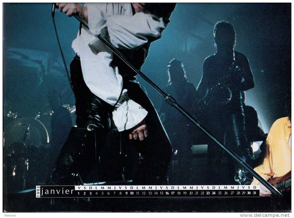 CALENDRIER - 1993 - Johnny HALLYDAY - 12 Posters - Objets Dérivés