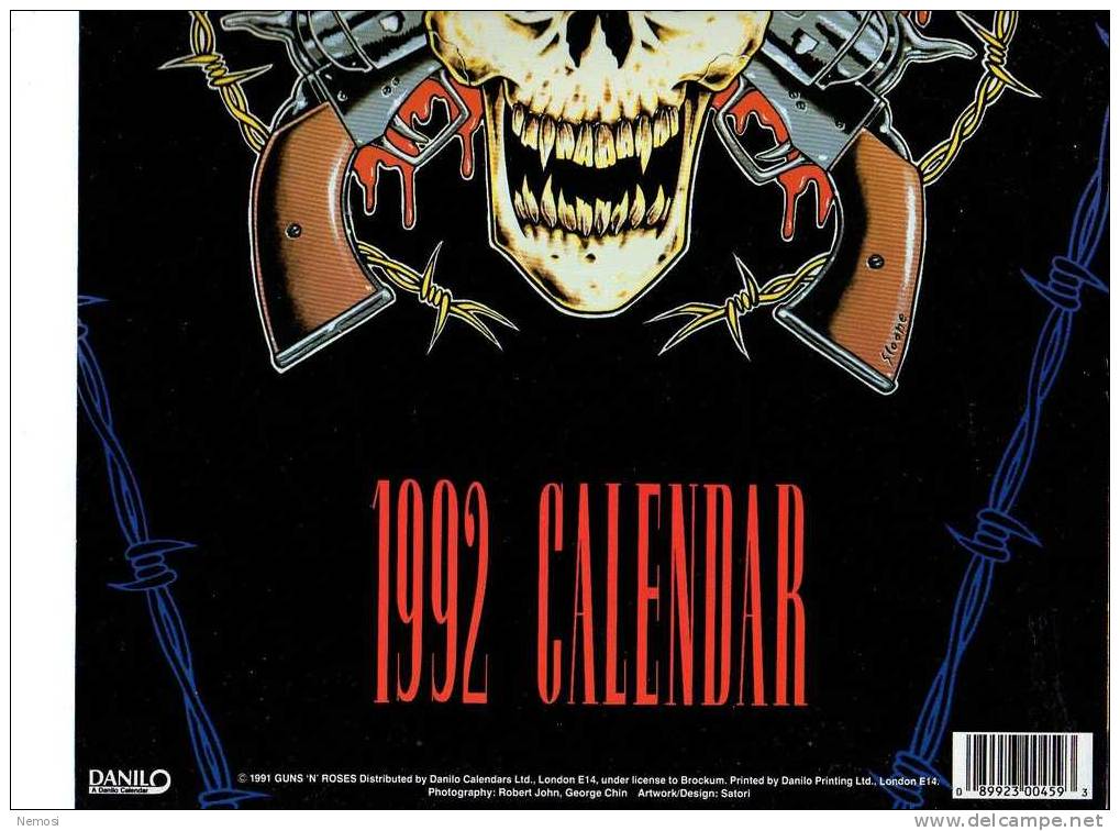 CALENDRIER - 1992 - GUINS´N´ROSES - 12 Posters - Objets Dérivés