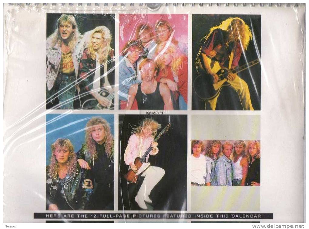 CALENDRIER - 1992 - DEF LEPPARD - 12 Posters - Objets Dérivés