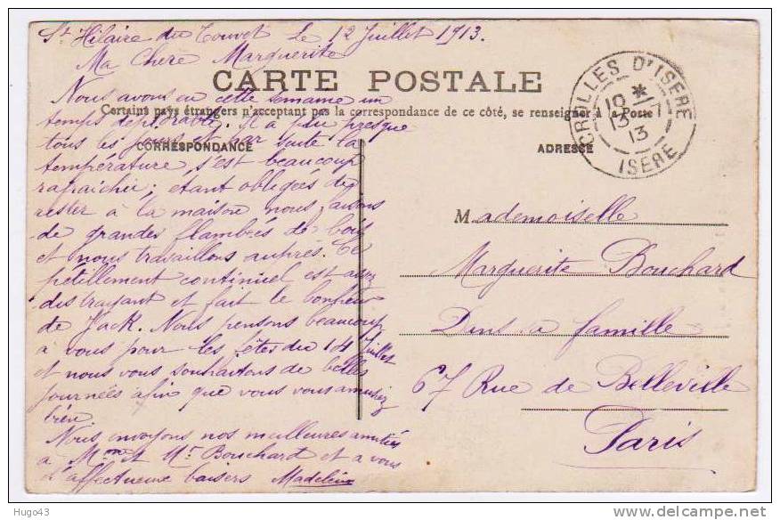 (RECTO/VERSO)  GRENOBLE EN 1913 - LE TORRENT AU JARDIN DE VILLE - SUPERBE CARTE - Grenoble