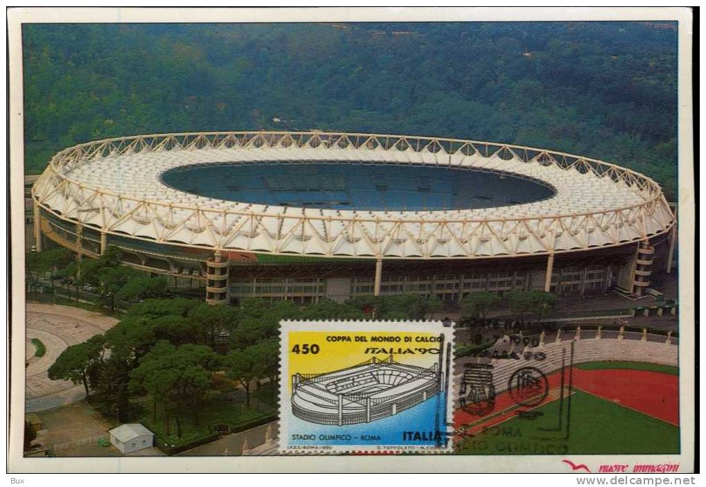 ROMA  STADIO OLIMPICO    MAXIMUN   ITALIA 90 FDC  FILATELICO  STADION STADIUM STADE STADT - Calcio