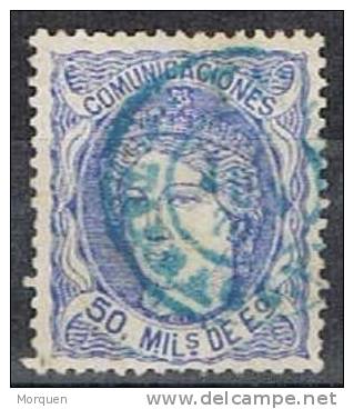 50 Milesimas Alegoria. Fechador Azul VALLS (Tarragona) Num 107 º - Used Stamps
