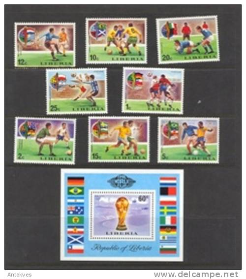 Liberia 1974 Football-Soccer Munich-74 Set Of 8 + Block MNH - 1974 – Germania Ovest