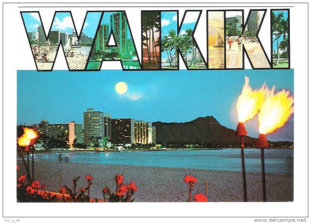 Hawaii - Moonlight Over Diamond Head - Waikiki Beach - Oahu