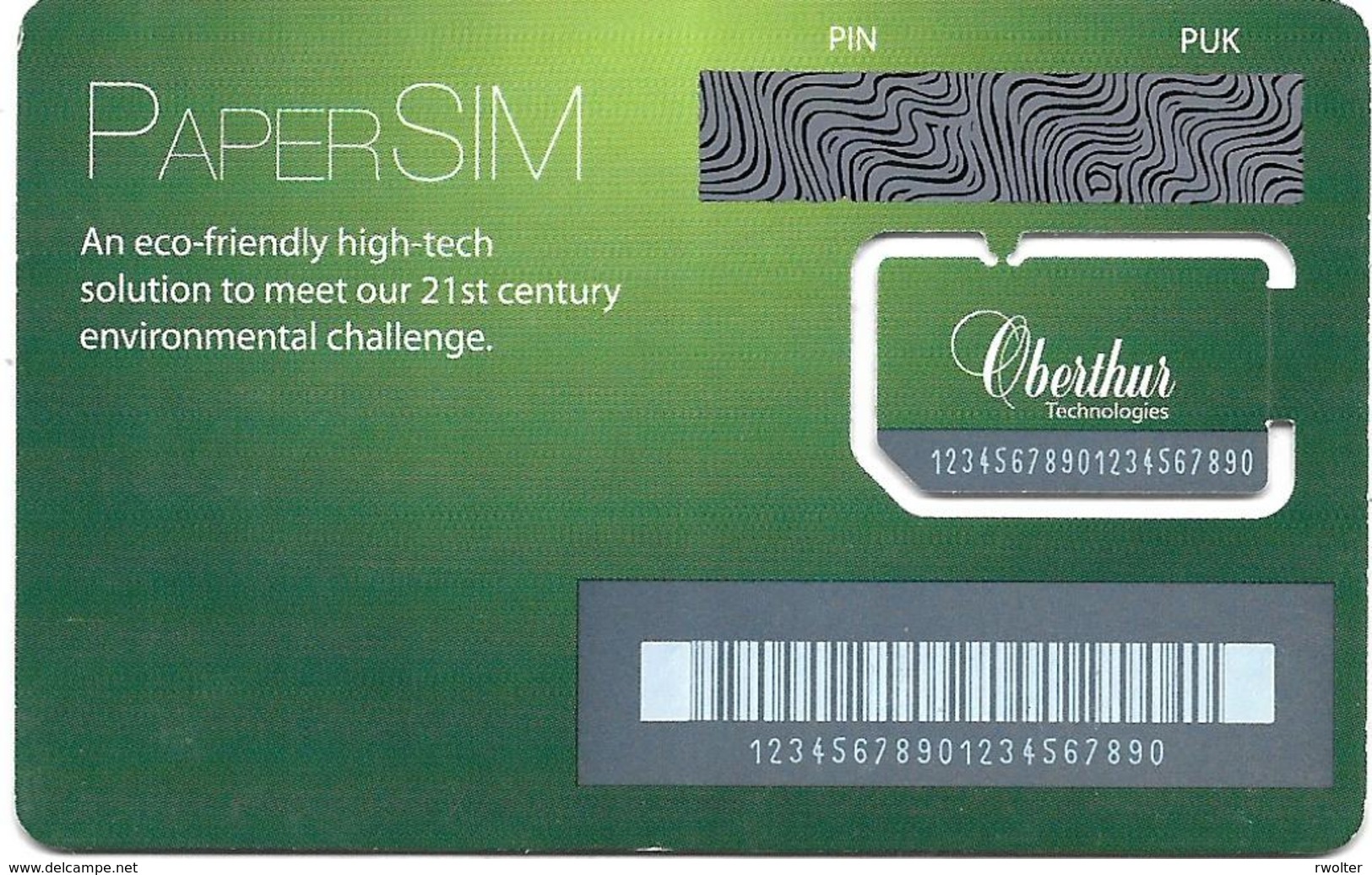 @+ Carte GSM - SIM Démonstration : Oberthur PaperSim (1) - Mobicartes: Móviles/SIM)