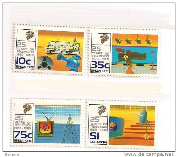 Singapore 1988 25 Years Of Television Stamps TV Telecom Car Photography - Photographie