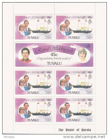 Tuvalu 1981 Royal Wedding 45c Sheetlet MNH - Tuvalu