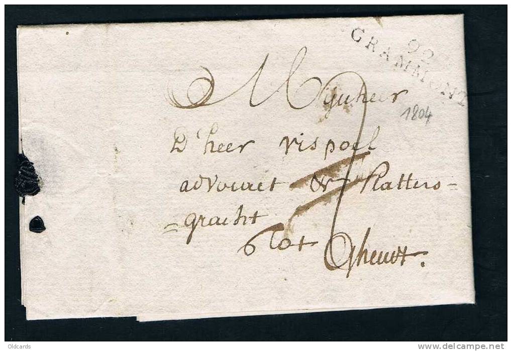 Belgique Précurseur 1804 Lettre Avec Griffe "92/grammont" H18 Port 2. - 1794-1814 (Période Française)