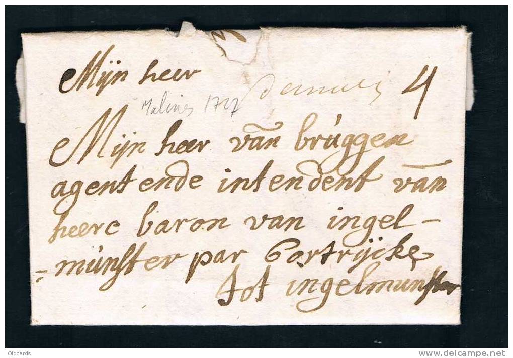 Belgique Précurseur 1727 Lettre Avec Manuscrit "Semalines" + "4". - 1714-1794 (Pays-Bas Autrichiens)
