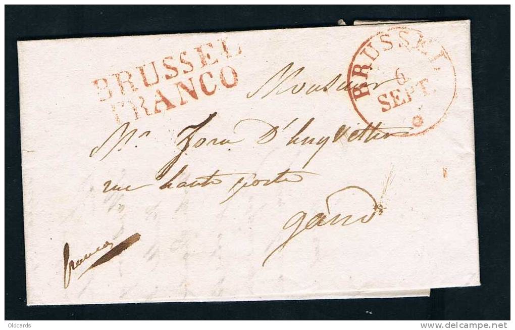 Belgique Précurseur 1829 Lettre Avec T11 "BRUSSEL" + Marque BRUSSEL/FRANCO. TB - 1815-1830 (Holländische Periode)