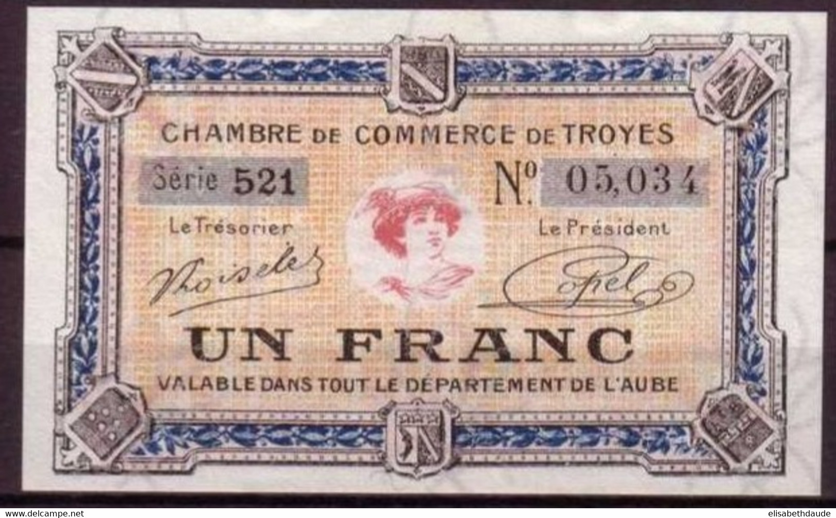 AUBE - 1926 - BON De 1F. De La CHAMBRE DE COMMERCE De TROYES - NEUF - FILIGRANE ABEILLE - Cámara De Comercio