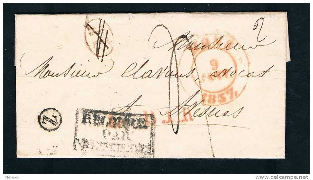 Belgique Précurseur 1837 Lettre Avec Càd MONS + Boîte Z De Frameries + LPB1R. ++ - 1830-1849 (Belgique Indépendante)