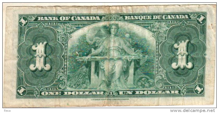 CANADA $1 DOLLAR KGVI HEAD FRONT WOMAN BACK DATED 2-1-1937 P58e SIGN. COYNE-TOWERS  READ DESCRIPTION - Canada