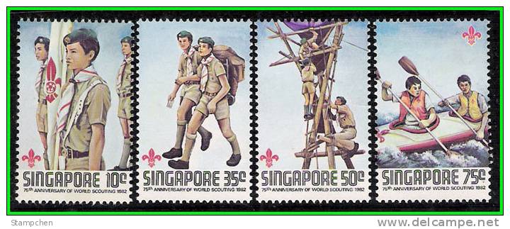 1982 Singapore Boy Scouts Stamps Boating Rafting Scout - Rafting