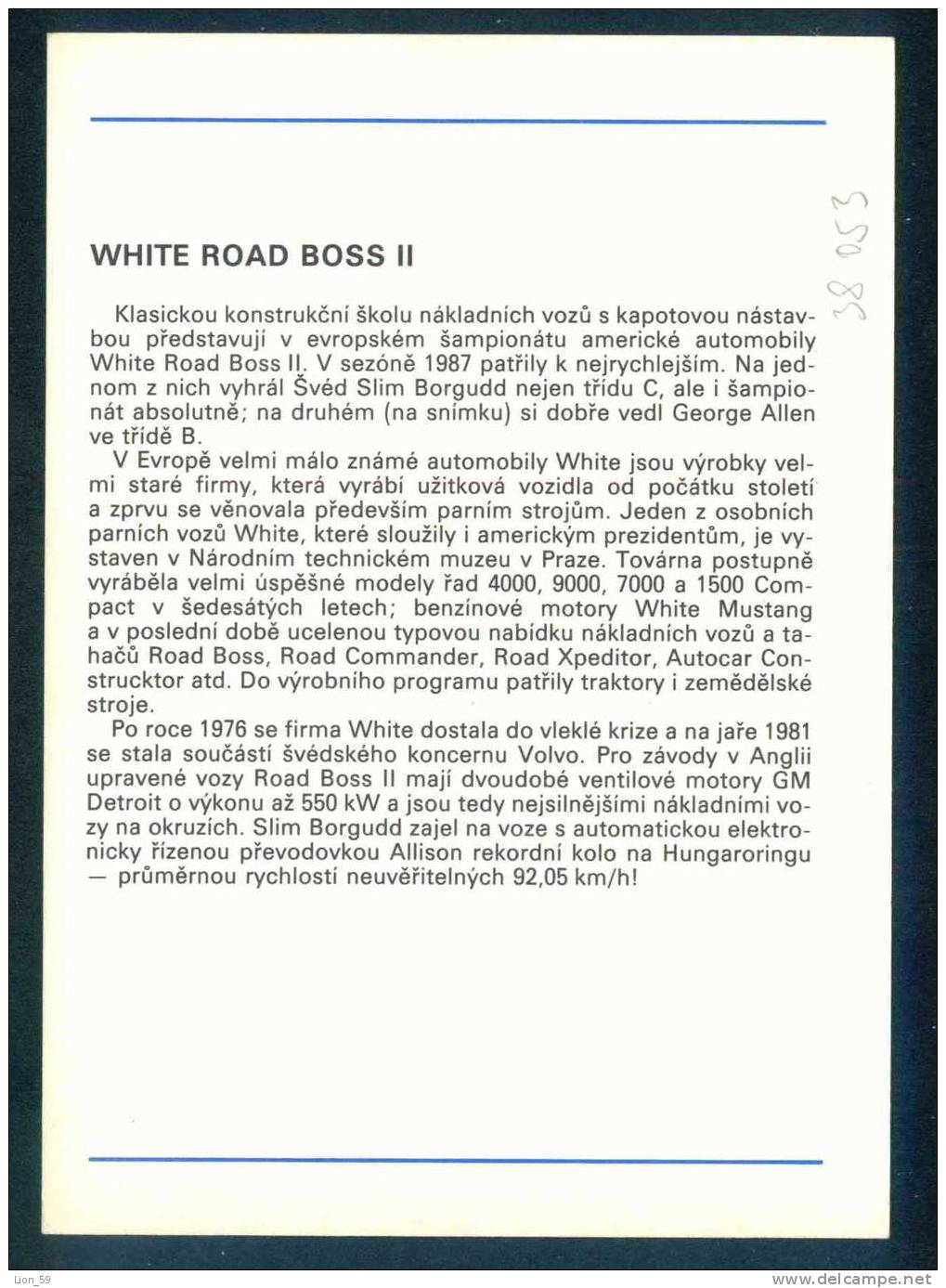 WHITE ROAD BOSS II -  TRUCK CAMION Racing Autorennen Corse Courses 38053 - Transporter & LKW