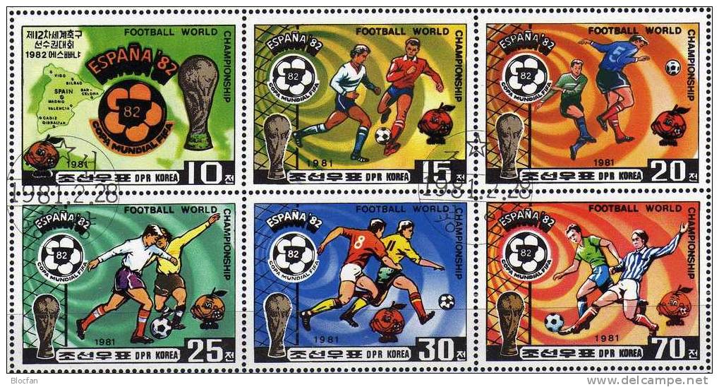 Fussball WM Rimet-Pokal 1981 Korea 2099/4,6xZD,KB plus Block 94 o 52€ Karte Maskottchen von Spanien sheetlet from coree