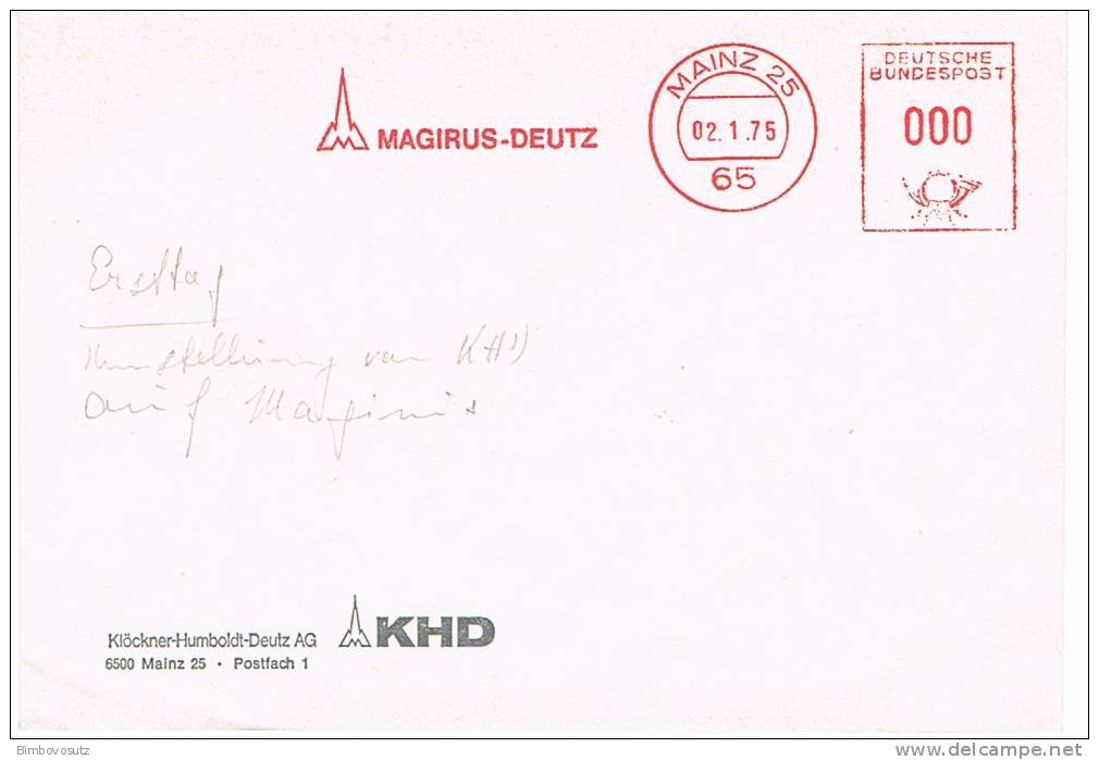 Deutschland - Germany - 1975 - Freistempel - Meter Mark - Magirus-Deutz AG / Erstag - Vrachtwagens