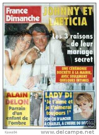 AFFICHE Johnny Hallyday / Laeticia " France Dimanche " - Plakate & Poster