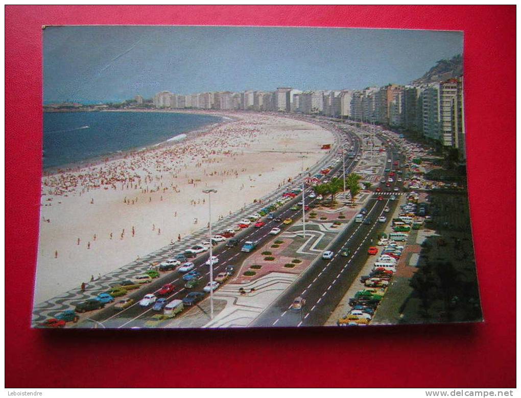 CPM-BRESIL-BRASIL-RIO DE JANEIRO-VISTA PANORAMICA DO CALCADAO E PRAIA DE COPACABANA-VOITURE-3 PHOTOS-VOYAGEE 1973 - Copacabana