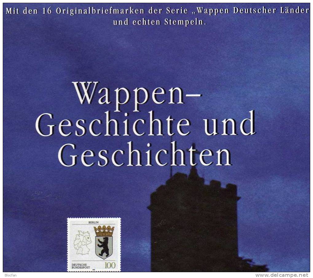 Geschenk-Buch Wappen 1994 Deutschland Plus 3 Serien O 38€ Bayern Berlin Hamburg Sachsen Saar Baden Hessen Schleswig NRW - Vrac (max 999 Timbres)