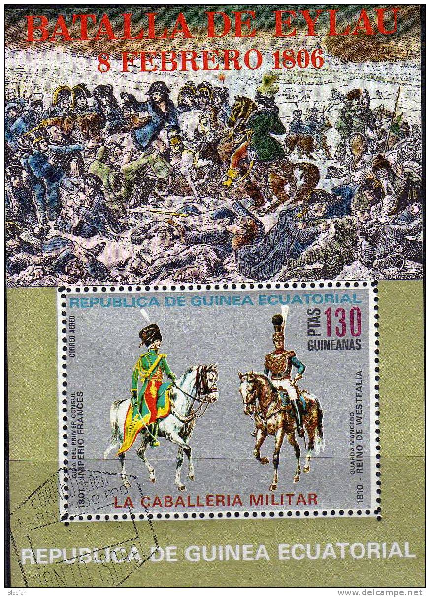 Gardist Und General Napoleon 1976 Äquatorial Guinea 782/3, Block 207 Plus 208 O 5€ Kavallerie-Uniform Sheet From Africa - Franse Revolutie