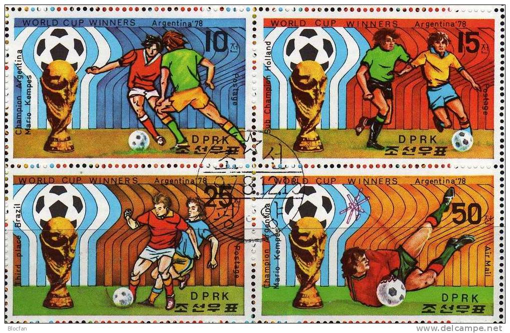 Gewinner Der Fussball WM 1978 Korea 1777/80, 4xZD, 2xKB Plus Block 52 O 27€  Sieger Plätze Bloc Sheetlet From Corea - Corée Du Nord