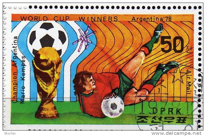 Gewinner Der Fussball WM 1978 Korea 1777/80, 4xZD, 2xKB Plus Block 52 O 27€  Sieger Plätze Bloc Sheetlet From Corea - Corée Du Nord