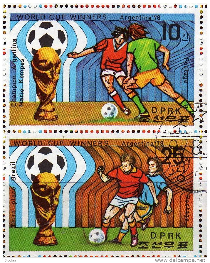 Gewinner der Fussball WM 1978 Korea 1777/80, 4xZD, 2xKB plus Block 52 o 27€  Sieger Plätze bloc sheetlet from corea