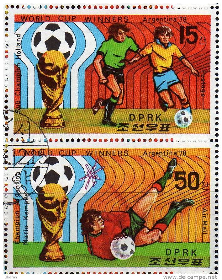 Gewinner der Fussball WM 1978 Korea 1777/80, 4xZD, 2xKB plus Block 52 o 27€  Sieger Plätze bloc sheetlet from corea