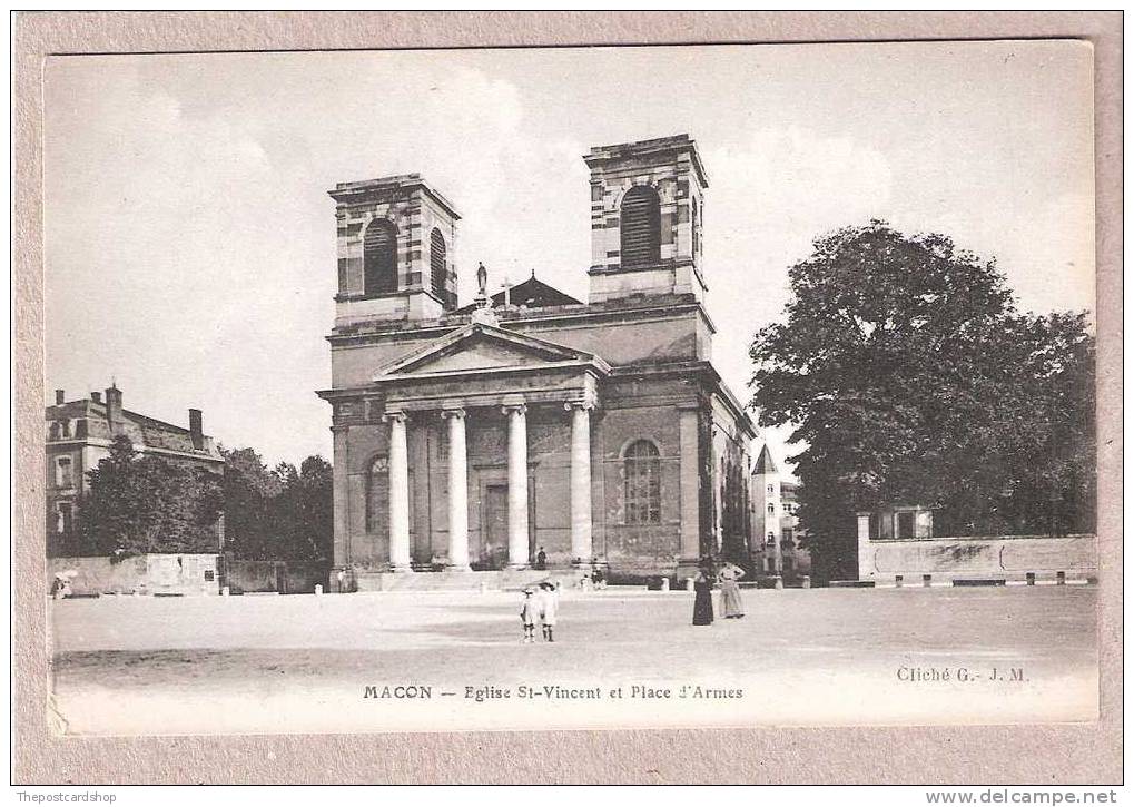 CPA 71 SAONE ET LOIRE MACON EGLISE ST.VINCENT ET PLACE D'ARMES MORE FRANCE LISTED FOR SALE @1 EURO ! - Macon