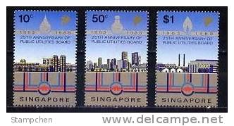 Singapore 1988 Public Utility Board Stamps Water Electricity Gas Architecture - Gaz