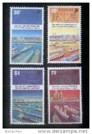 Singapore 1989 25th Anniv. Port Authority Stamps Plane Truck Ship Harbor - Trucks