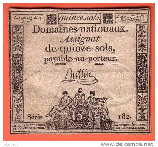 ASSIGNAT - 15 Sols  Du 23 Mai 1793 - Assignats & Mandats Territoriaux