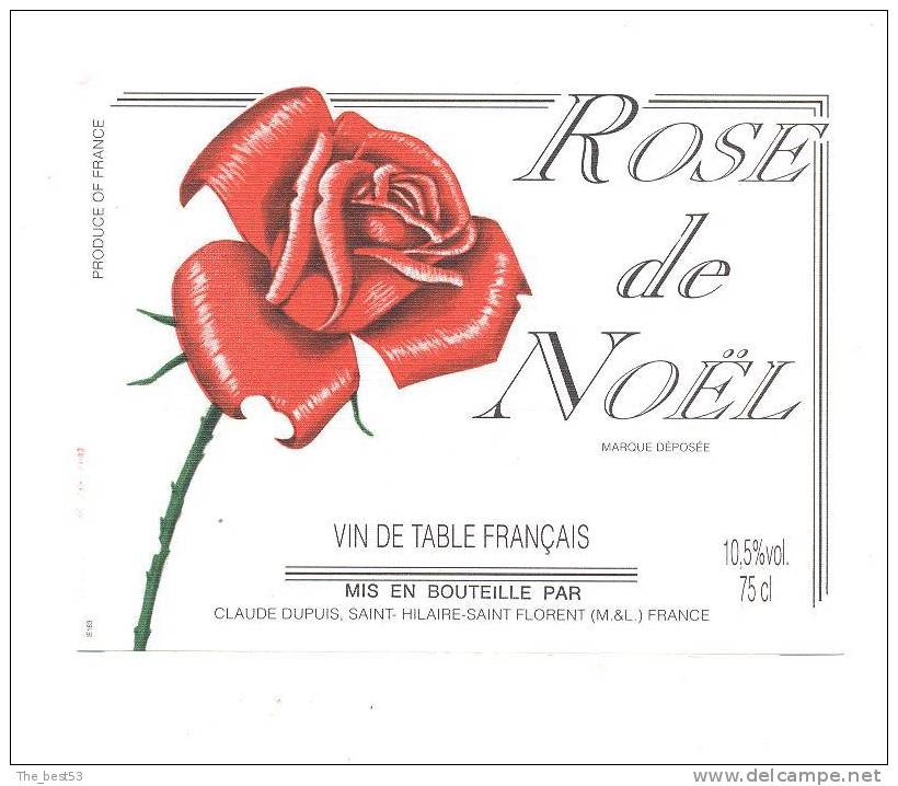Etiquette De Vin De Table  -   Rose De Nöel  -  Cl. Dupuis à St Hilaire St Florent (49) - Rozen