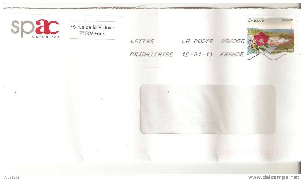 ANNEE  2009 Enveloppe Avec Timbre- Région "PICARDIE"OBLITERE - Covers & Documents