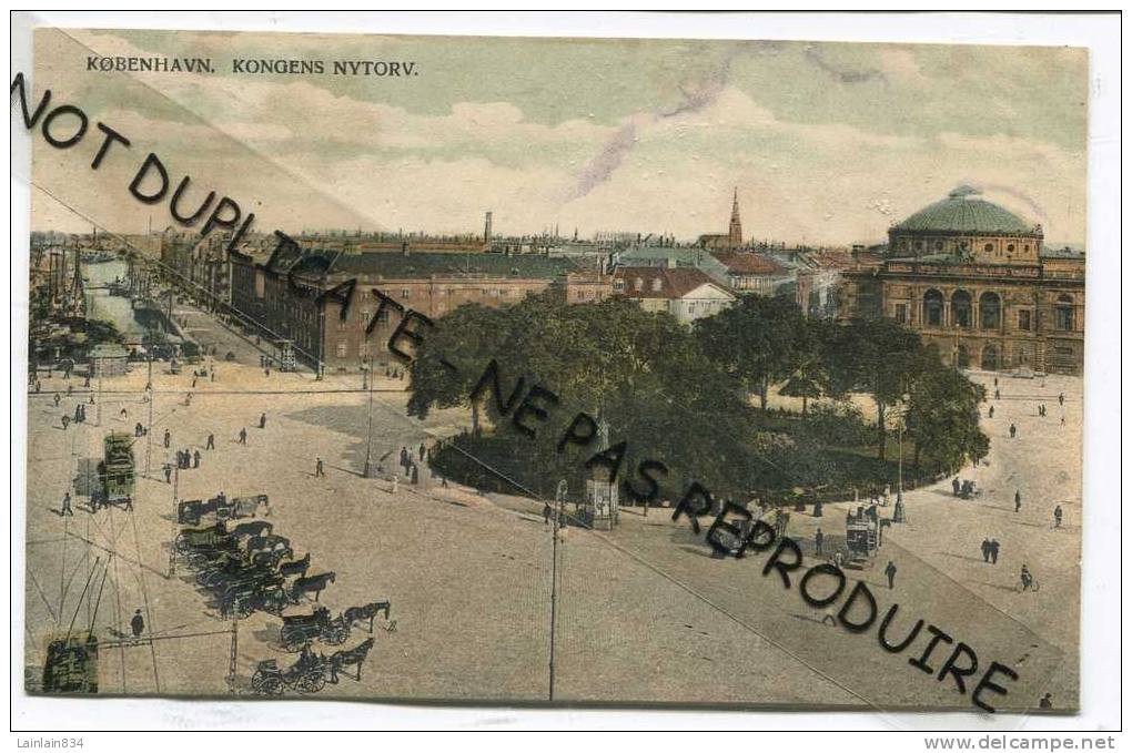 - KOBENHAVIN. KONGENS NYTORV -  Animation - Calèches, Tramways, Diligences,1907,  écrite, , Bon état. - Denmark