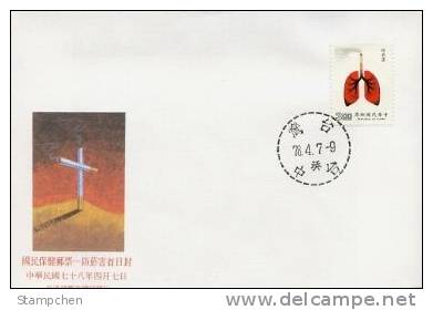 FDC 1989 Smoking Pollution Stamp Medicine Health Cigarette Lung - Pollution